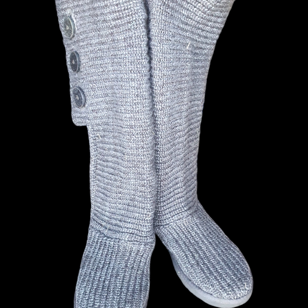Light Gray Winter Rain Boots with Cozy Texture and High Length